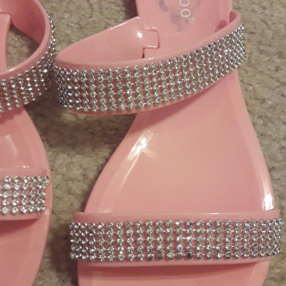 Pink Plastic Rhinestone Sandals - Picture 2 of 5